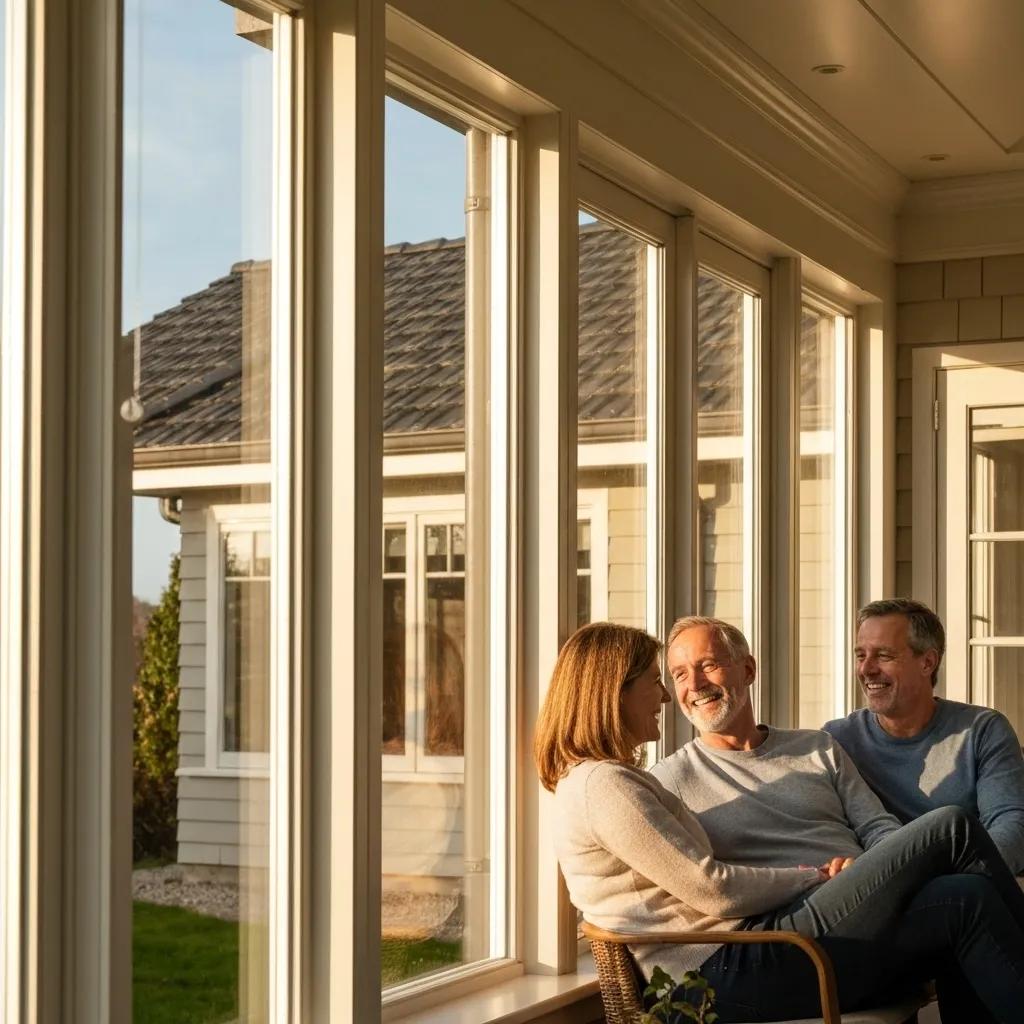 Happy family in front of a well-maintained home, highlighting the benefits of regular roof assessments
