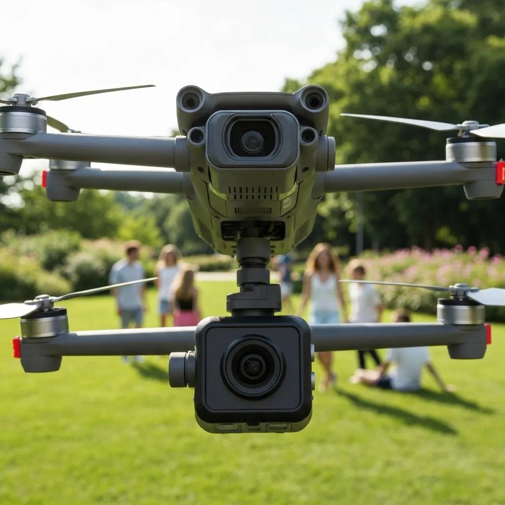 Drone conducting a comprehensive roof survey from above