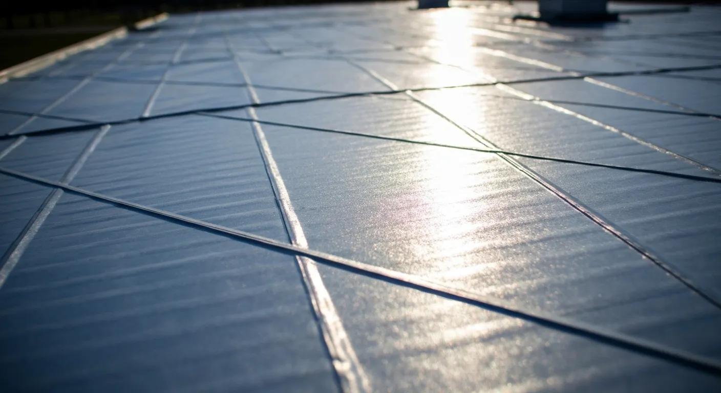 Close-up of a reflective roof illustrating energy efficiency metrics