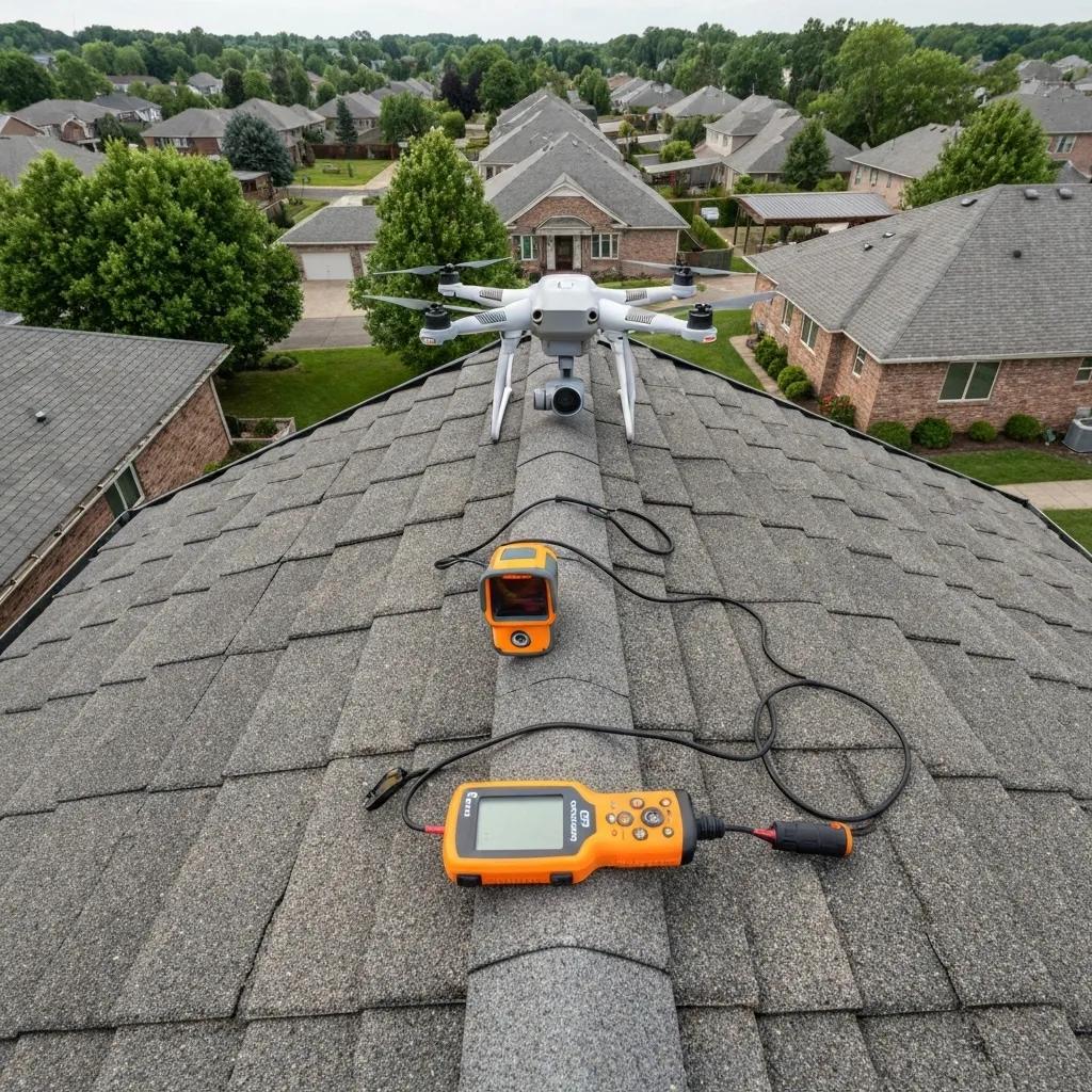 Various tools used in professional roof quality assessments